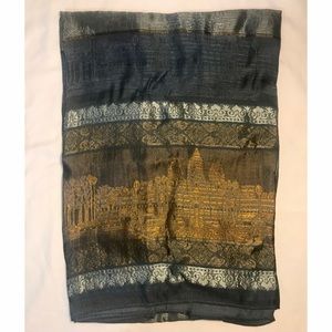 Cambodian Teal Silk Scarf